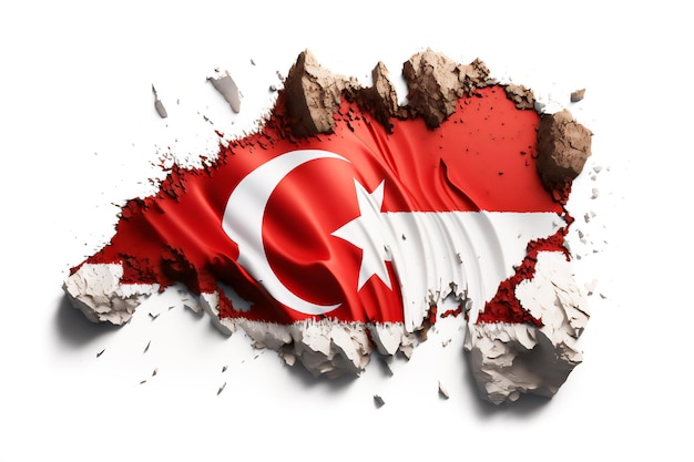 Représentation du séisme de Turquie avec drapeau