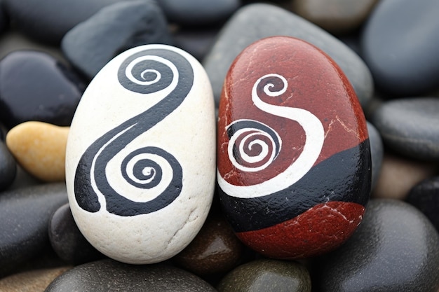 Photo une représentation du yin et du yang avec des roches peintes