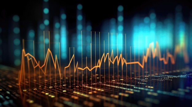 Une représentation imaginative du développement et de l'analyse financiers représentés par une croissance hologrammique