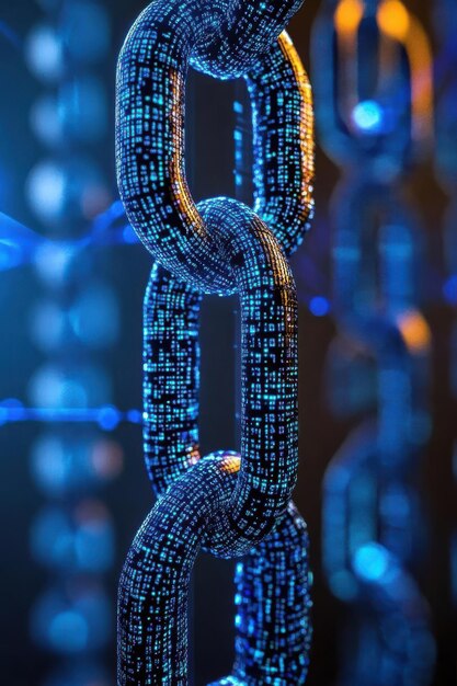 Une représentation numérique de chaînes interconnectées symbolisant la technologie blockchain et la sécurité des données