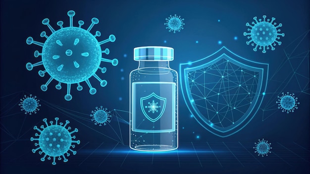 Représentation numérique d'un vaccin avec des graphiques de protection contre les virus