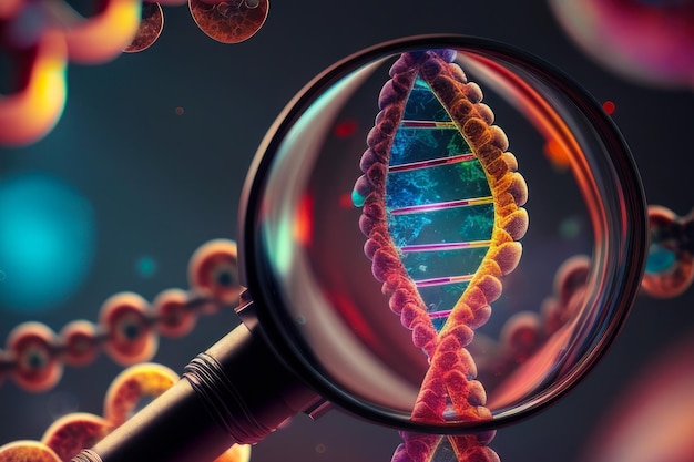 Représentation de la structure de l'hélice de l'ADN humain dans une solution corporelle