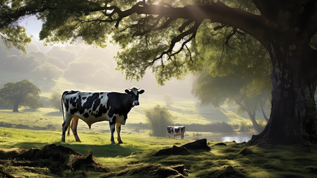 Représentation d'une vache avec des taches d'animaux