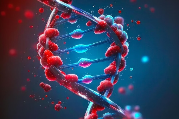 Représentation visuelle de l'hélice d'ADN humain dans un liquide corporel