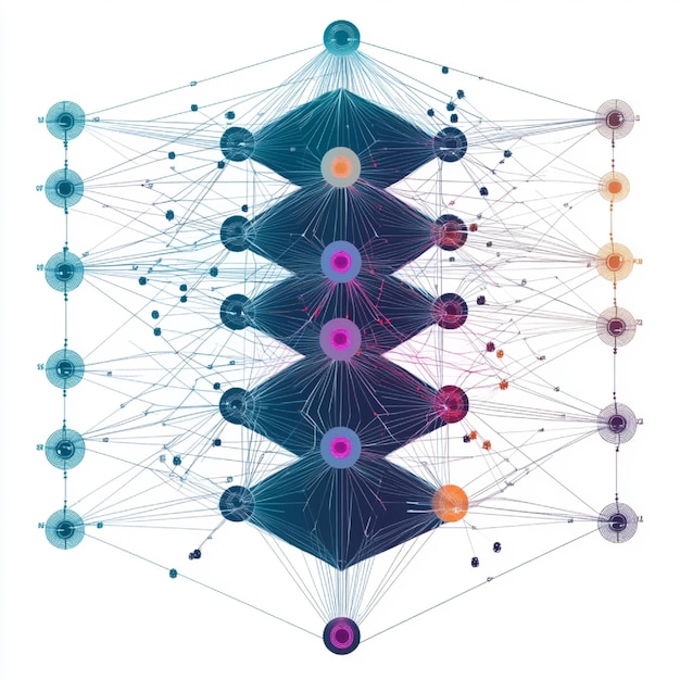 Une représentation visuelle d'un modèle d'apprentissage non supervisé identifiant des modèles dans des données non structurées
