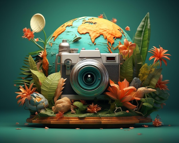 Photo une représentation visuelle par caméra de la célébration de la journée mondiale de la photographie