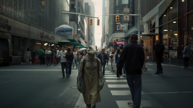 Un reptile dans la rue de New York entre dans l'équipage.