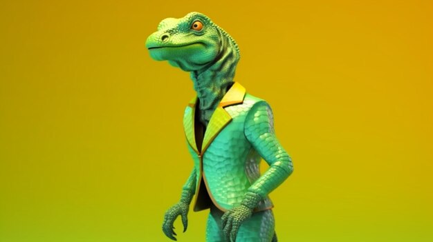 reptile humanoïde en pleine croissance avec des accessoires uniques Generative Ai