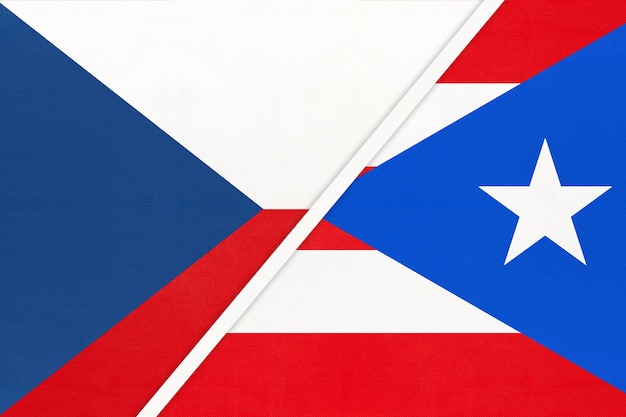 République tchèque et Porto Rico symbole du pays Tchéquie contre drapeaux nationaux portoricains