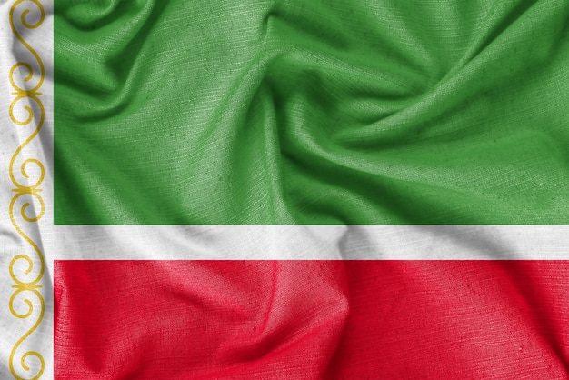 Photo république tchétchène d'itchkérie pays drapeau fond tissu de soie réaliste
