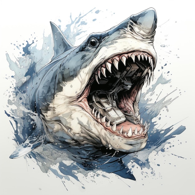 Requin aquarelle