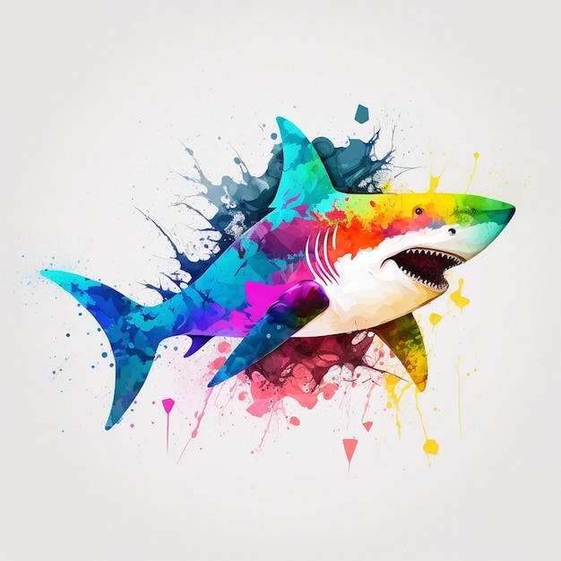 Requin aux couleurs colorées logo coloré