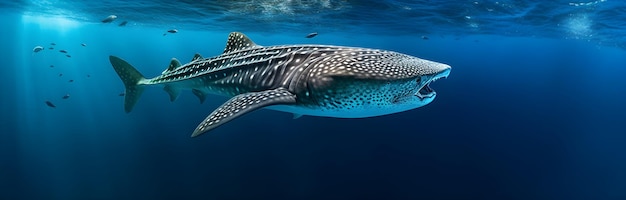 Photo un requin baleine nageant sous l'eau