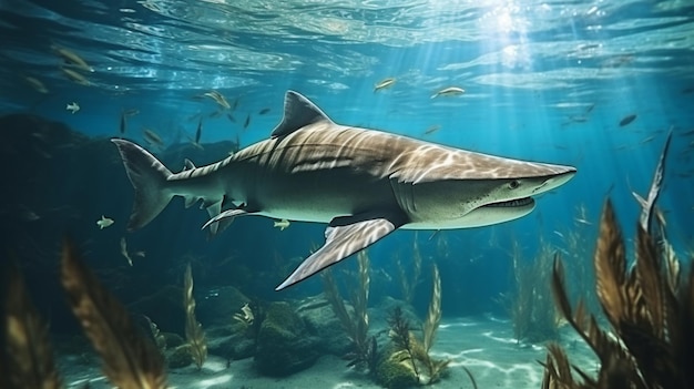 Le requin bambou nage dans l'océan, la photographie sous-marine est générée par l'IA.