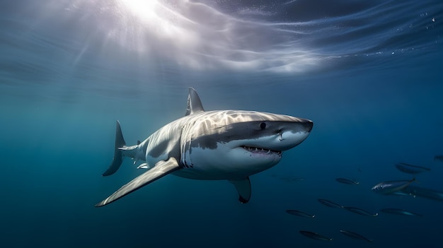 Requin blanc un tir sous-marin