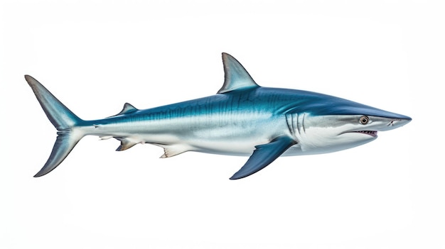 Requin bleu Prionace glauca sur fond blanc