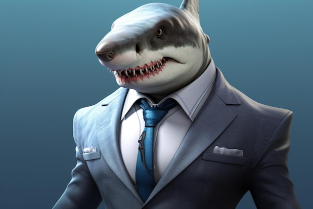 Requin en costume Generative AI