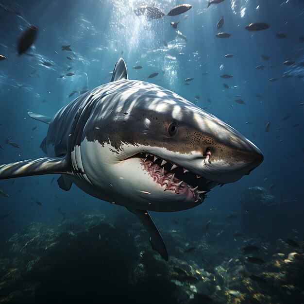 Photo un requin dans la mer.