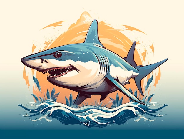 Requin sur le fond de la mer Illustration vectorielle pour votre conception générée par AI