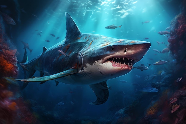 Le requin-marteau intimidant des profondeurs marines Générer Ai