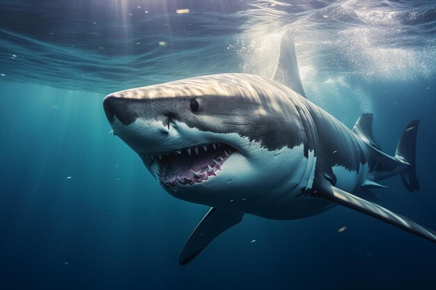 un requin avec un nez blanc et un requin en arrière-plan