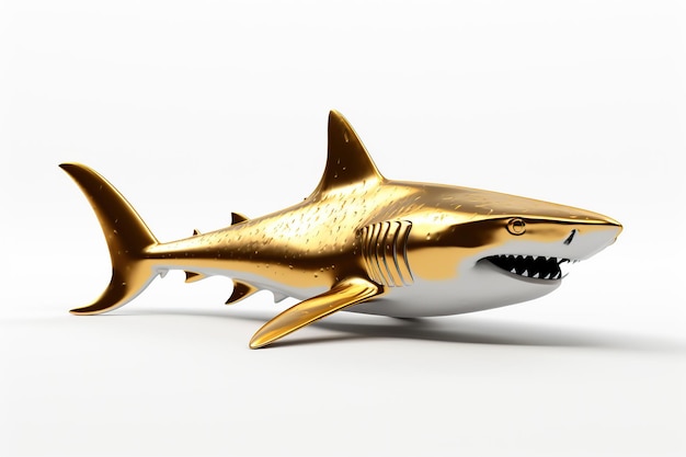 Requin d'or sur fond blanc