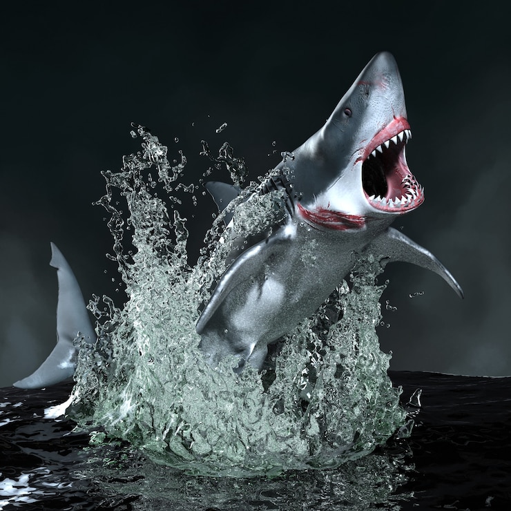 Photo un requin à pleines dents féroce. illustration 3d