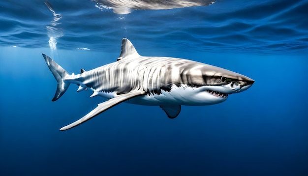 un requin avec un requin blanc dans l'eau