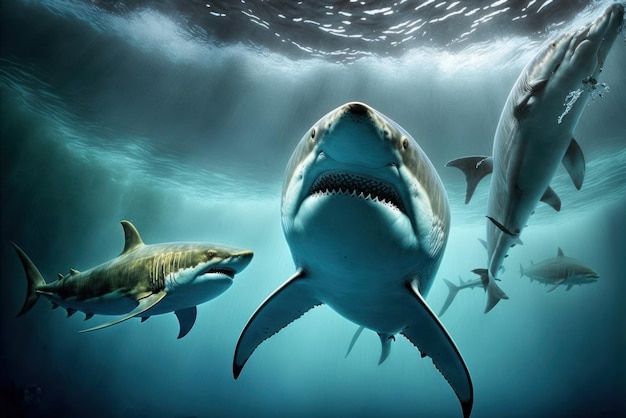 Requin et requin dans l'eau