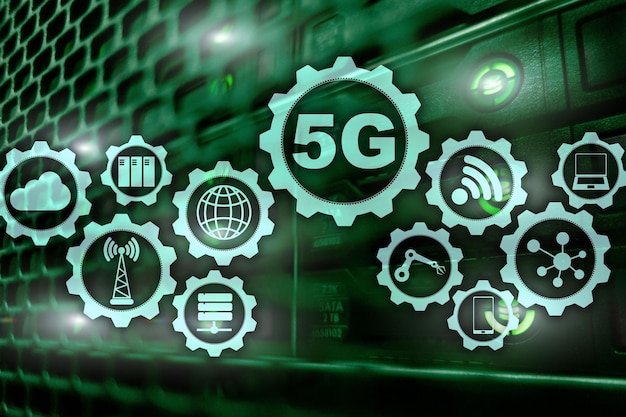 Réseau 5G Concept de connexion Internet 5G en arrière-plan numérique Concept de réseau de communication intelligent