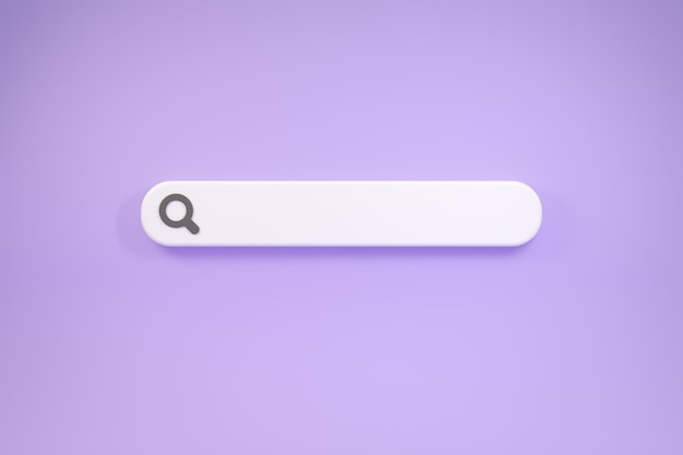 Réseau de barre de recherche moderne minimal de rendu 3d sur fond d'illustration pastel violet