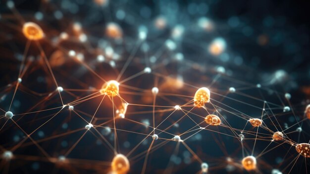 Un réseau complexe de nœuds se chevauchant symbolisant les connexions et les relations complexes entre