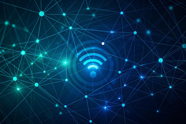 Réseau de données connecté Points Réseau sans fil de données Connecté Points Cybersécurité Arrière-plan