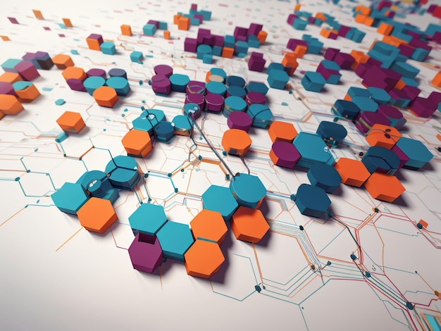 Réseau hexagonal de points de connexion Conception géométrique abstraite