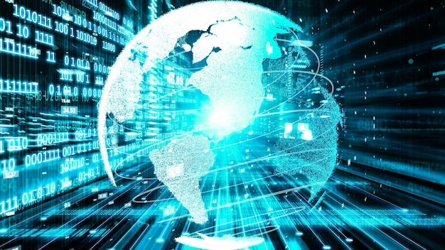 Réseau mondial futuriste et transfert tacite de données numériques