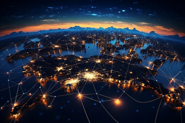 Réseau mondial Lignes de connexion à la surface de la Terre IA générative