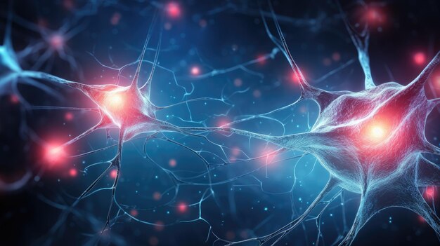 Réseau de neurones détaillés avec des synapses lumineuses