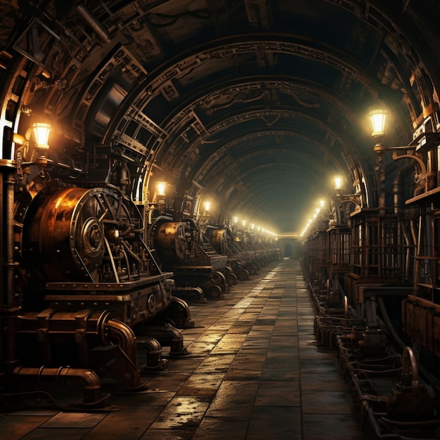 Un réseau souterrain de tunnels steampunk