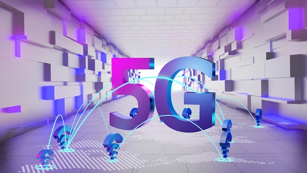 Réseau Wifi 5G avec tunnel futuriste