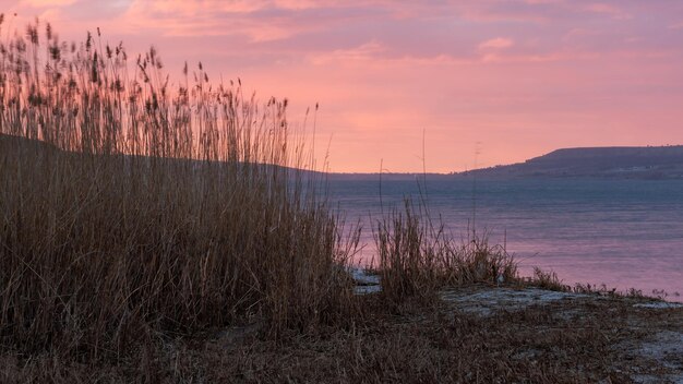 Réservoir d'eau de la côte de Tbilissi le matin d'hiver