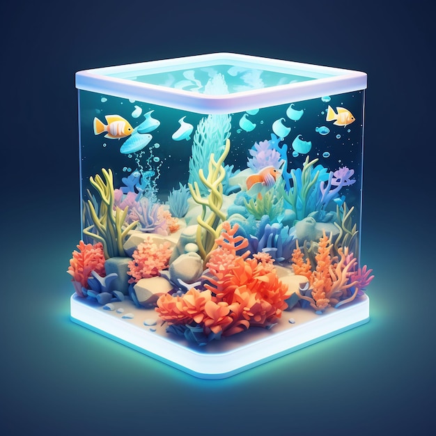 un réservoir de poissons avec les mots " poissons tropicaux " dessus.