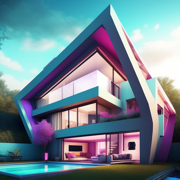 Résidence futuriste immobilière maison architecturale