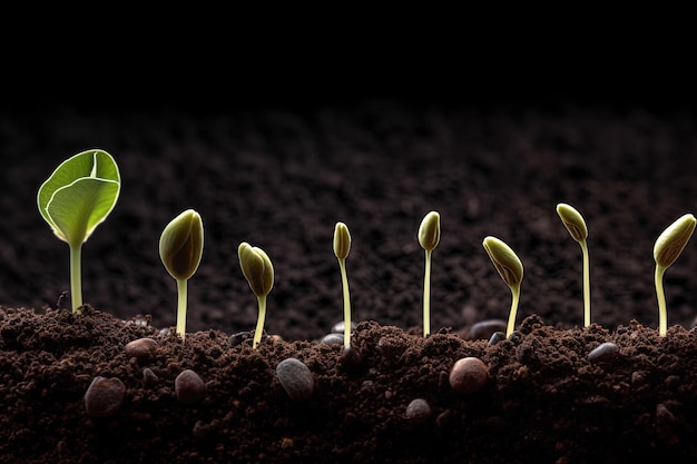 La résilience de la vie capturée dans un seul cadre une photographie captivante d'une plante de semence d'une petite graine elle atteint vers la lumière générative Ai