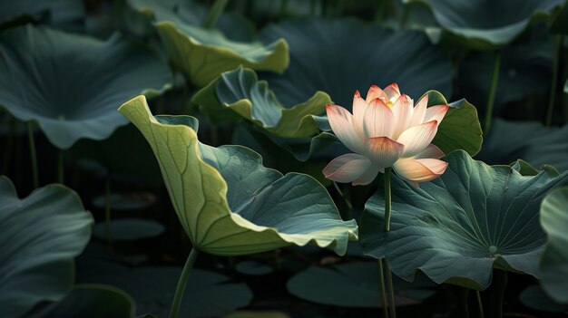 La résonance des lotus en fleurs dans les eaux calmes générées par l'IA