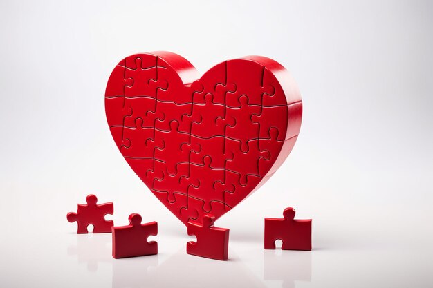 Photo résoudre le puzzle de l'amour compléter la pièce en forme de cœur