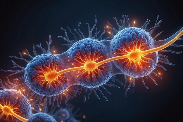 Photo la respiration cellulaire en action lorsque les mitochondries produisent de l'énergie dans les cellules animales concept de la biochimie et des processus métaboliques génératif ai