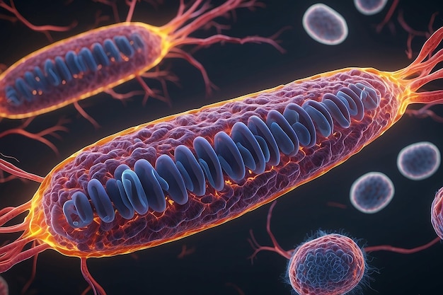 Photo la respiration cellulaire en action lorsque les mitochondries produisent de l'énergie dans les cellules animales concept de la biochimie et des processus métaboliques génératif ai