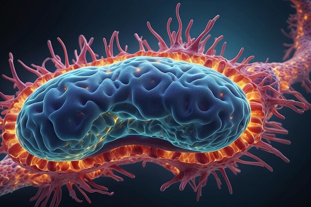 Photo la respiration cellulaire en action lorsque les mitochondries produisent de l'énergie dans les cellules animales concept de la biochimie et des processus métaboliques génératif ai