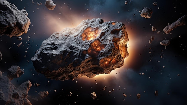 Ressources spatiales minières d'astéroïdes extraction extraterrestre fond de couleur unie