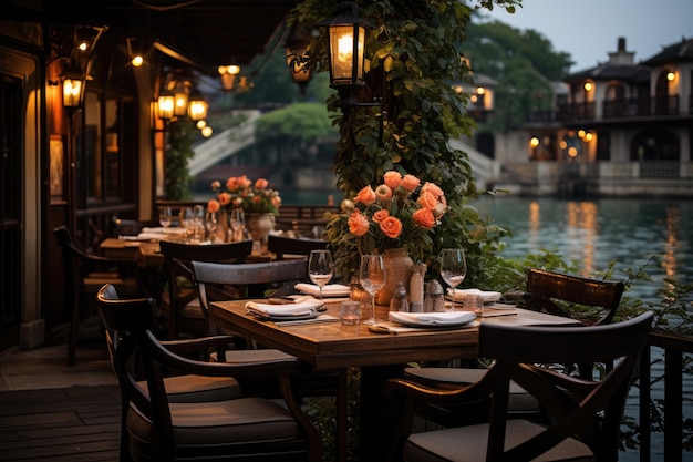 restaurant au bord de la rivière avec une vue romantique sur les bougies idées d'inspiration